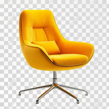 Yellow swivel chair for the office, isolated on a white background.