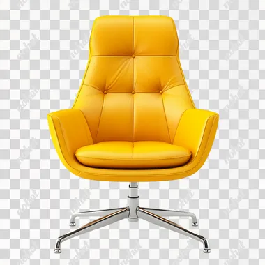 Yellow swivel chair for the office, isolated on a white background.