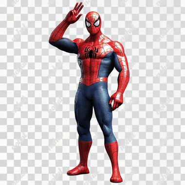 spiderman giving a military salute, standing tall. kurosawa style, white background 2d animated.