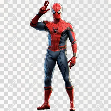 spiderman giving a military salute, standing tall. kurosawa style, white background 2d animated.
