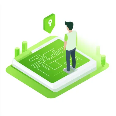 An isometric illustration of an user, a simple green symbol on top indicating it's open to outside connections, white background, vector graphic design, simple, modern, clean lines, high resolution, professional quality, flat style, professional, detailed, vector graphics, simple shapes, minimalistic design. White background. Isolated on white background. Vector art. Isolated object. Flat Design, Vector Artwork. Minimalist line drawing. Clean edges. High contrast. Flat colors.