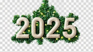 christmas tree shaped "2025", isolated on white background, png image