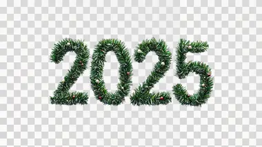 christmas tree shaped "2025", isolated on white background, png image
