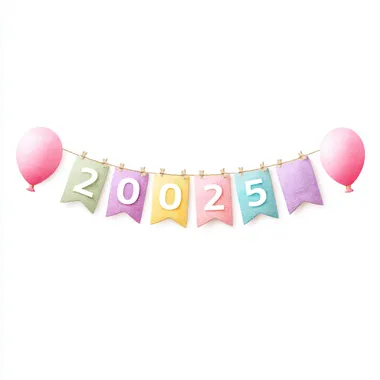 create a graduation-themed bunting banner with 4 numbers indicating the year "2025" isolated on a white background   2rna2rw