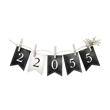 create a graduation-themed bunting banner with 4 numbers indicating the year "2025" isolated on a white background   2rna2rw
