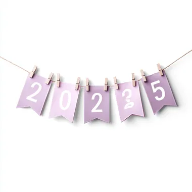 create a graduation-themed bunting banner with 4 numbers indicating the year "2025" isolated on a white background   2rna2rw
