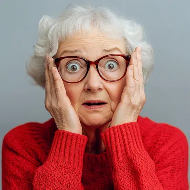 confused anxious senior woman from NY