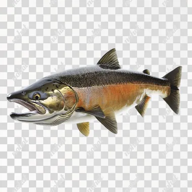 create an image of a real wild chum salmon on a white background