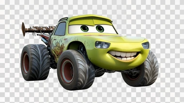 green mcqueen mater pixar cartoon car isolated on white background