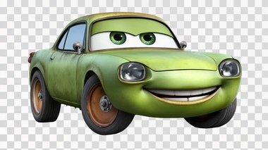 green mcqueen mater pixar cartoon car isolated on white background