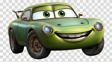 green mcqueen mater pixar cartoon car isolated on white background