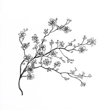 A black and white line drawing of a delicate Fae hairpin, shaped like a small, intricate branch adorned with tiny crystal flowers and leaves. The style should be detailed yet clean, with soft lines to emphasize the fragility and beauty of the hairpin, reflecting the emotions tied to the character's decision.