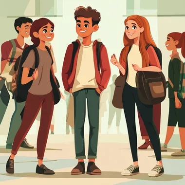 college networking with different school, cartoon