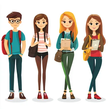 college networking with different school, cartoon