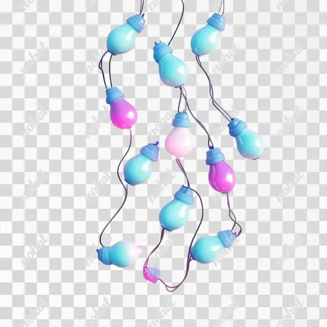 PNG 3D Plastic Style Christmas Light Garland for Living Room Decor