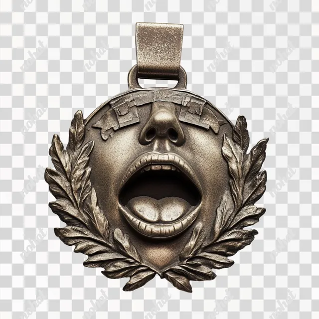 PNG Military Medal Featuring Truth-Telling Face Motif for Collectors