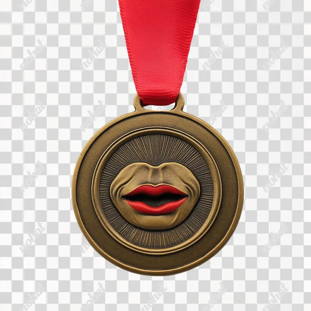 PNG Military Medal Featuring Truth-Speaking Motif with Red Ribbon