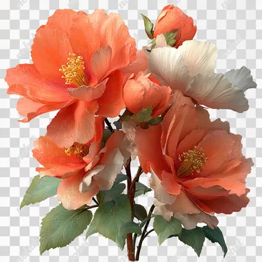 floral rose bouquets, transparent background, vivid colors, realistic texture, intricate detail, no background elements, centered composition, white border  --raw