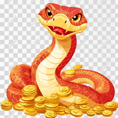 Chinese style snake year lucky treasure snake cartoon image