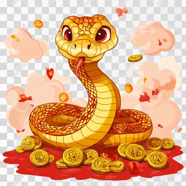 Chinese style snake year lucky treasure snake cartoon image