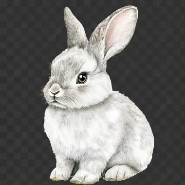 A rabbit painted in watercolor on a white background is suitable for use in PNG.