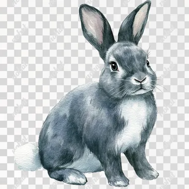 A rabbit painted in watercolor on a white background is suitable for use in PNG.