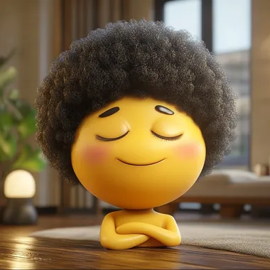 A quirky emoji with an afro having a massage at a spa...Pixar style 3D character