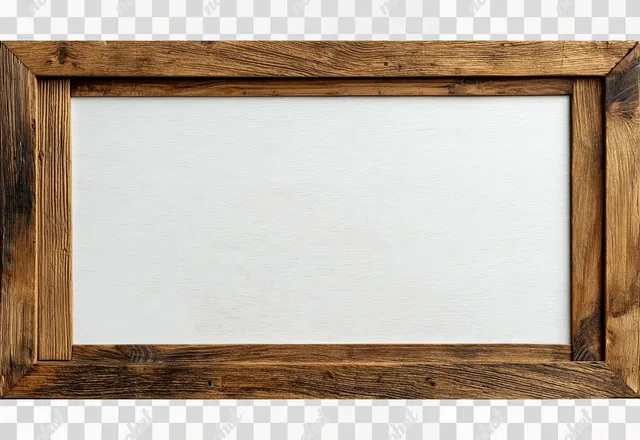 PNG Rustic Wooden Photo Frame on White Background