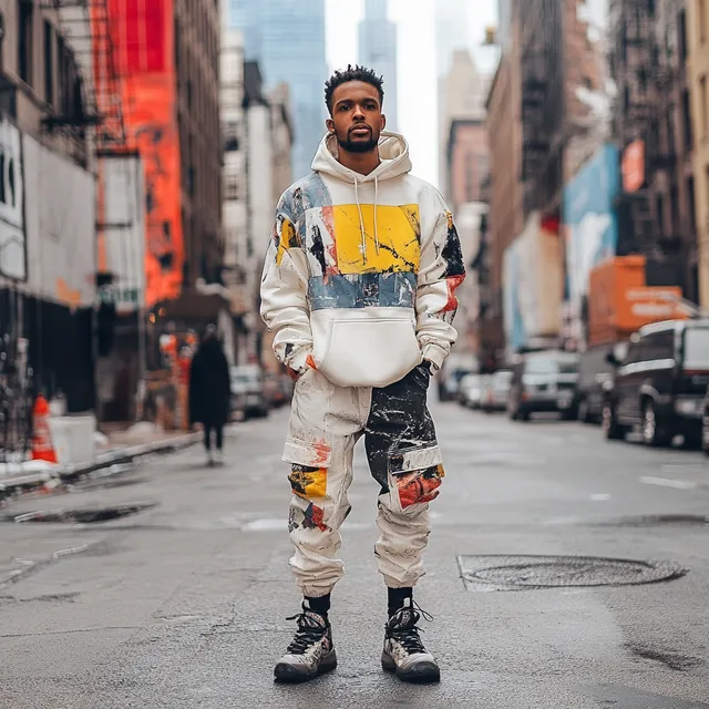 a man standing in the middle of a street