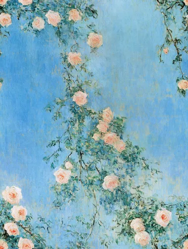 Monet's floral paintings, delicate brushstrokes, scroll patterns, large and small flowers, roses and tulips, lilies, clean and translucent petals, silver and gold outlining, platinum, richly layered and rhythmically composed, large areas of blank space, soft light, delicate color handling, clear plant veins, elegant and romantic colors, ethereal, clever composition, delicate and freehand brushstrokes, rich colors, clean and refreshing background, ultra-high-definition quality.