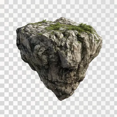 floating rock white background realistic