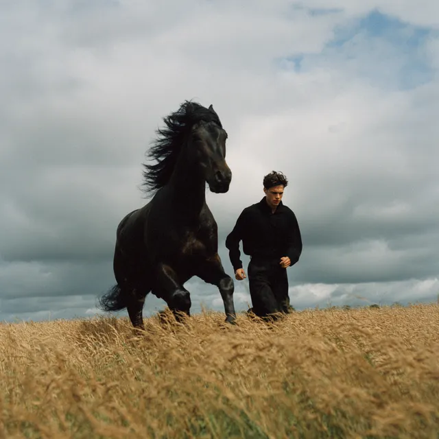 Running Free: Man and Horse in an Irish Summer Field
