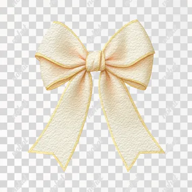 Watercolor wet on wet, paper rough texture, a large vintage ribbon bow in dusty cream tones, soft folds and subtle shadows, tied neatly with trailing ends, children's book style, isolated on white background  shadows rofile lyknqjz