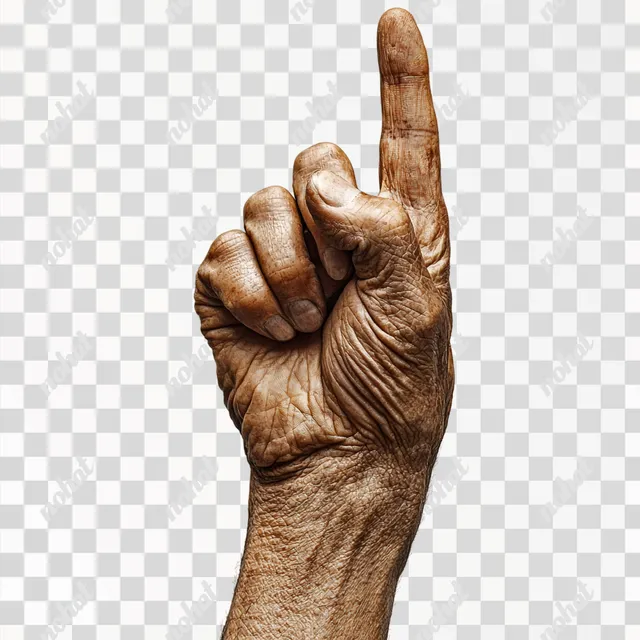 PNG Human Hand Peace Sign Gesture Isolated on White with Dramatic Lighting