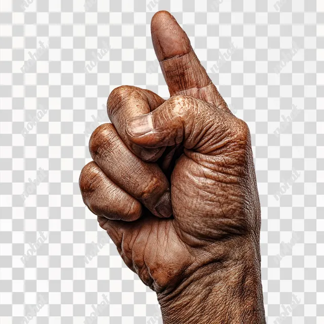 PNG Human hand making peace sign gesture, detailed features, dramatic lighting