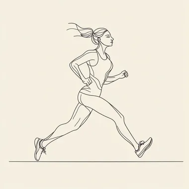 woman runner minimalist one line drawing, vector graphic