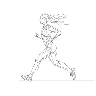 woman runner minimalist one line drawing, vector graphic