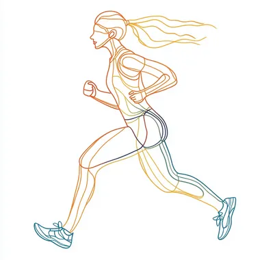 woman runner minimalist one line drawing, vector graphic