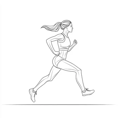 woman runner minimalist one line drawing, vector graphic