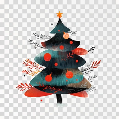 Christmas tree flat design illustration, white background
