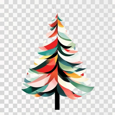 Christmas tree flat design illustration, white background