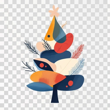 Christmas tree flat design illustration, white background