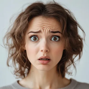 Facial expression full of worry, uncertainty