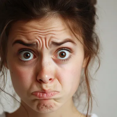 Facial expression full of worry, uncertainty