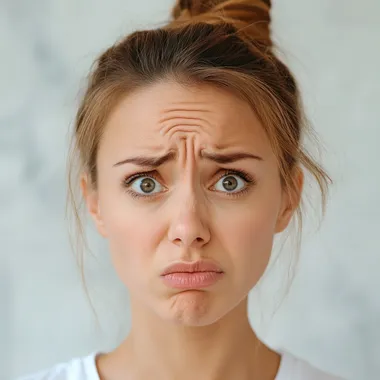 Facial expression full of worry, uncertainty