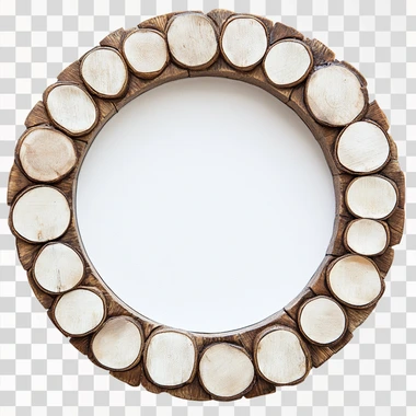 circular textured token border, white background, wood