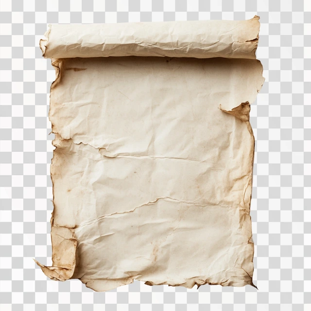 An old, rolled-up paper expressing poetry, beige colour, whi