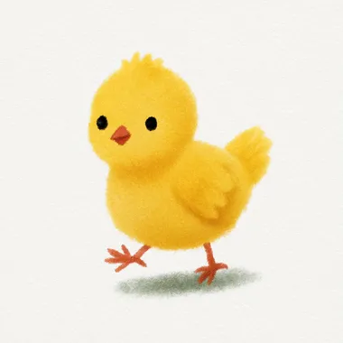 A cute yellow chicken , simple drawing style, white background, children's book illustration style, simple details, simple lines, watercolor, cute cartoon character design, full-body shot, cute and adorable. White background. Simple hand-drawn doodle art. Children's storybook illustration. Cute little baby animal in the air. Isolated on a white background.  --raw rofile t1cca81