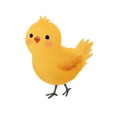 A cute yellow chicken , simple drawing style, white background, children's book illustration style, simple details, simple lines, watercolor, cute cartoon character design, full-body shot, cute and adorable. White background. Simple hand-drawn doodle art. Children's storybook illustration. Cute little baby animal in the air. Isolated on a white background.  --raw rofile t1cca81