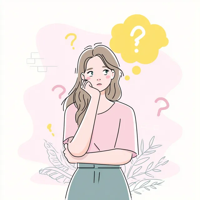Worried Young Woman in Minimalist Style